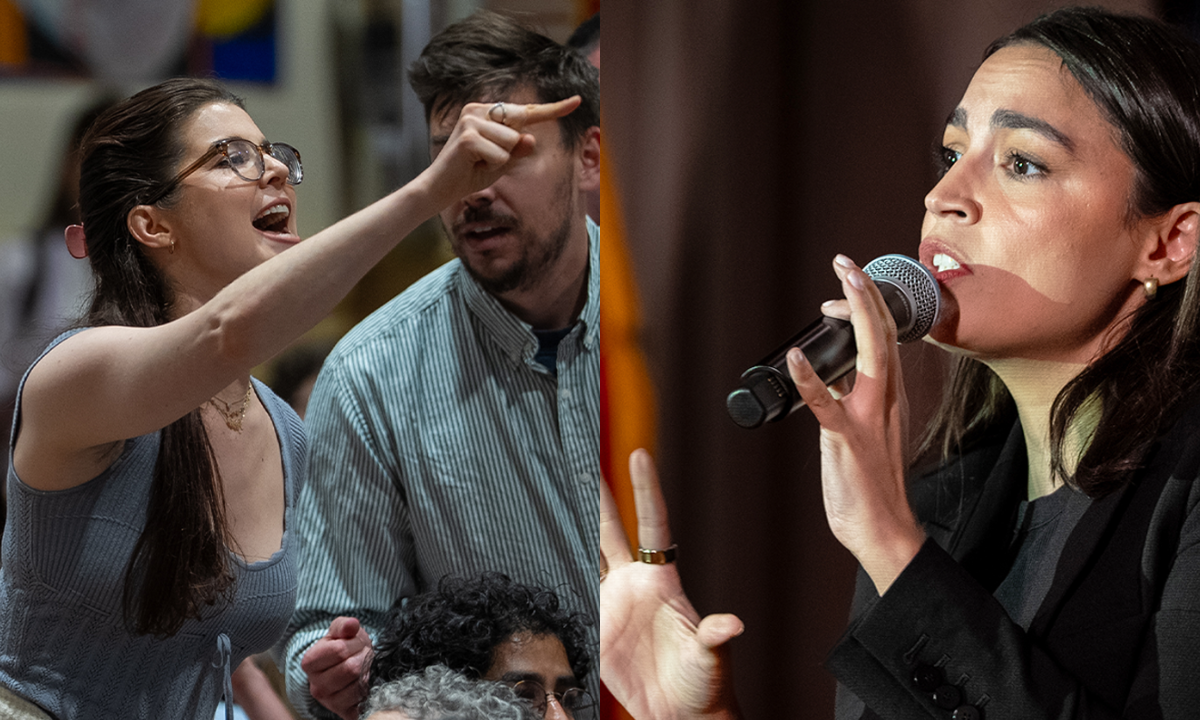Protester accuses AOC of 'war crimes' during Town Hall in Queens, New York