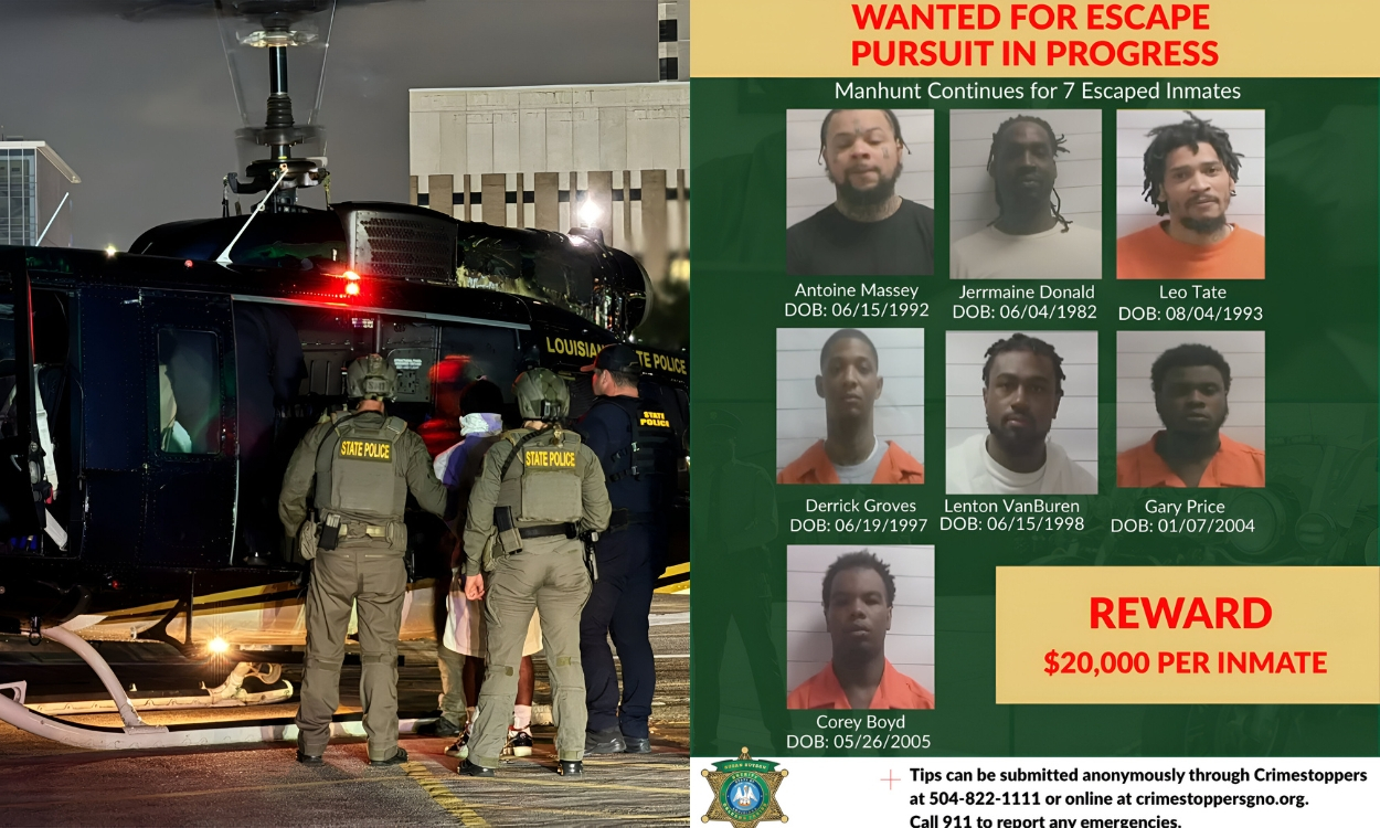 Seven Inmates escape New Orleans Jail; Manhunt expands across seven States