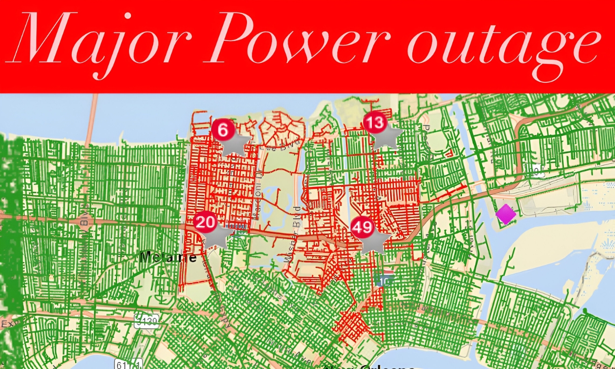 Power outage leaves 100,000+ without electricity in New Orleans