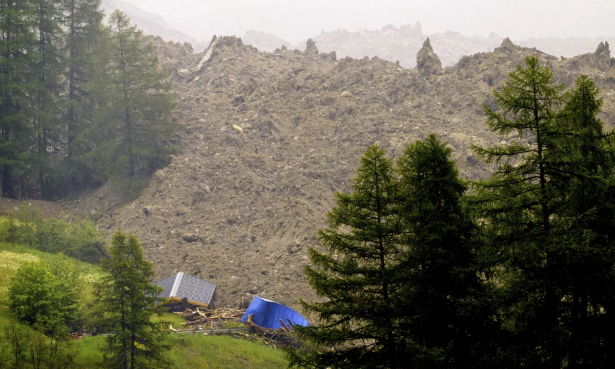 Swiss village nearly destroyed by landslide following glacier collapse